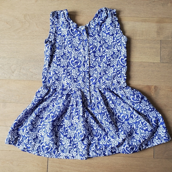 Blue and white floral summer dress with embroidery - Picture 2 of 7